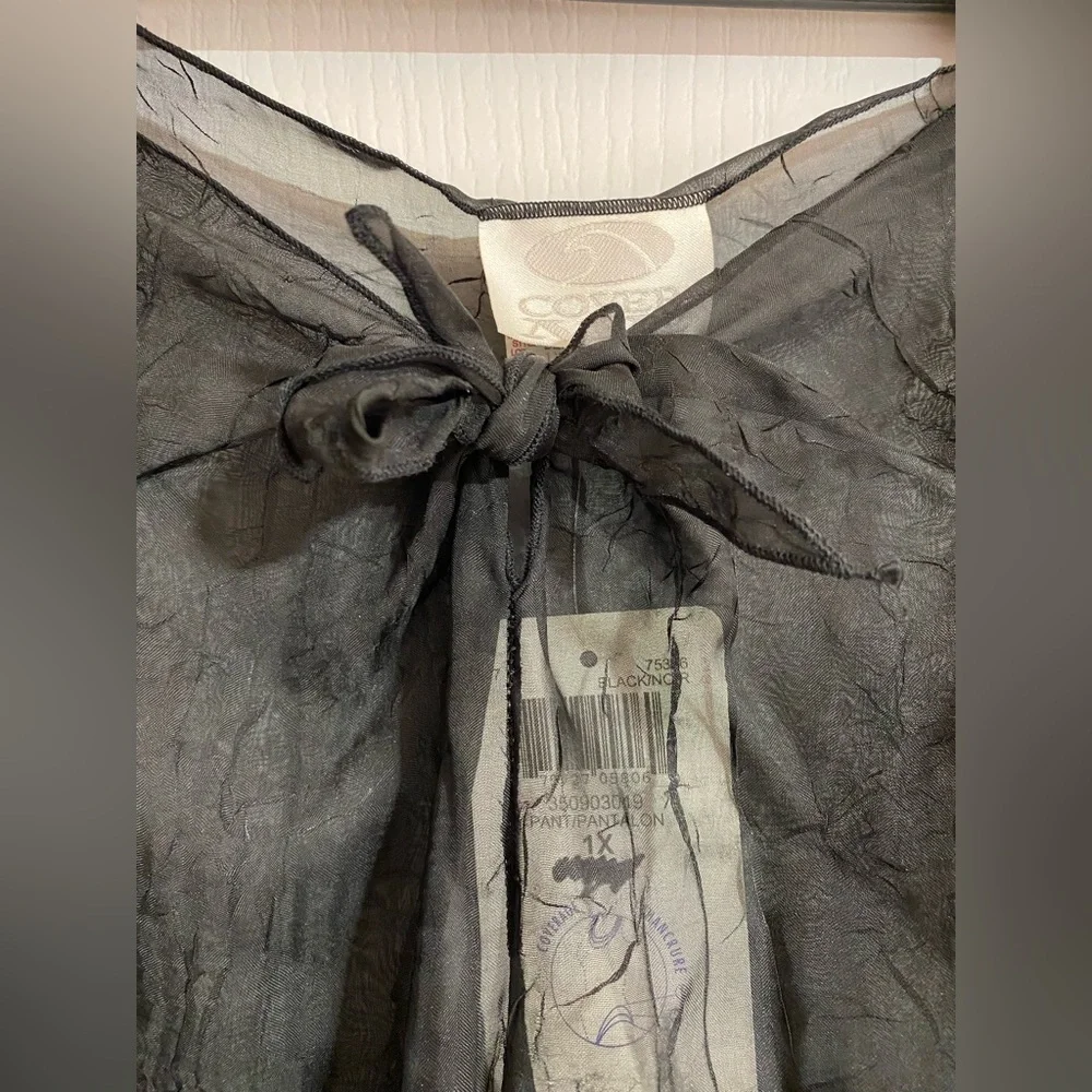 NWT Krista Boho Sheer Front Tie Coverup Beach Pool Swim Suit Black Pants Size 1X - Picture 2 of 7